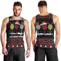 Santa Just Bring Wine Christmas Men Tank Top Xmas Holiday Patterns - Wonder Print Shop