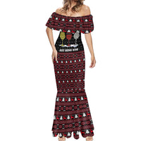 Santa Just Bring Wine Christmas Mermaid Dress Xmas Holiday Patterns - Wonder Print Shop