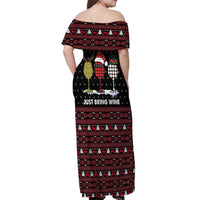 Santa Just Bring Wine Christmas Off Shoulder Maxi Dress Xmas Holiday Patterns - Wonder Print Shop