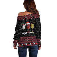 Santa Just Bring Wine Christmas Off Shoulder Sweater Xmas Holiday Patterns - Wonder Print Shop