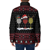 Santa Just Bring Wine Christmas Padded Jacket Xmas Holiday Patterns - Wonder Print Shop