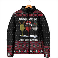 Santa Just Bring Wine Christmas Padded Jacket Xmas Holiday Patterns - Wonder Print Shop