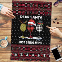 Santa Just Bring Wine Christmas Puzzle Xmas Holiday Patterns - Wonder Print Shop