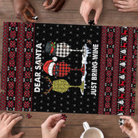 Santa Just Bring Wine Christmas Puzzle Xmas Holiday Patterns - Wonder Print Shop