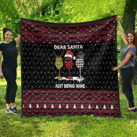 Santa Just Bring Wine Christmas Quilt Xmas Holiday Patterns - Wonder Print Shop