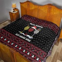 Santa Just Bring Wine Christmas Quilt Xmas Holiday Patterns - Wonder Print Shop