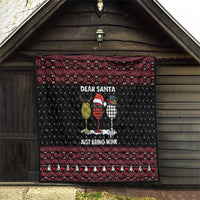 Santa Just Bring Wine Christmas Quilt Xmas Holiday Patterns - Wonder Print Shop