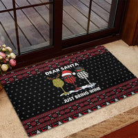 Santa Just Bring Wine Christmas Rubber Doormat Xmas Holiday Patterns - Wonder Print Shop