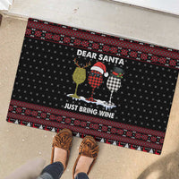 Santa Just Bring Wine Christmas Rubber Doormat Xmas Holiday Patterns - Wonder Print Shop