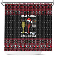 Santa Just Bring Wine Christmas Shower Curtain Xmas Holiday Patterns - Wonder Print Shop