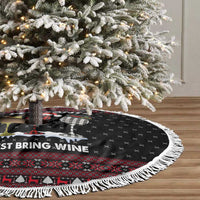 Santa Just Bring Wine Christmas Tree Skirt Xmas Holiday Patterns - Wonder Print Shop