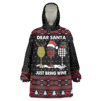 Santa Just Bring Wine Christmas Wearable Blanket Hoodie Xmas Holiday Patterns - Wonder Print Shop