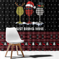 Santa Just Bring Wine Christmas Window Curtain Xmas Holiday Patterns - Wonder Print Shop