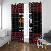 Santa Just Bring Wine Christmas Window Curtain Xmas Holiday Patterns - Wonder Print Shop