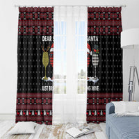 Santa Just Bring Wine Christmas Window Curtain Xmas Holiday Patterns - Wonder Print Shop