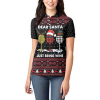Santa Just Bring Wine Christmas Women Polo Shirt Xmas Holiday Patterns - Wonder Print Shop