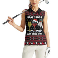 Santa Just Bring Wine Christmas Women Sleeveless Polo Shirt Xmas Holiday Patterns - Wonder Print Shop