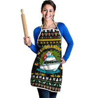 Santa On A Boat Christmas Apron Xmas Holiday Patterns - Wonder Print Shop