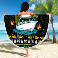 Santa On A Boat Christmas Beach Blanket Xmas Holiday Patterns - Wonder Print Shop