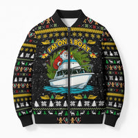 Santa On A Boat Christmas Bomber Puffer Jacket Xmas Holiday Patterns - Wonder Print Shop