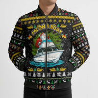 Santa On A Boat Christmas Bomber Puffer Jacket Xmas Holiday Patterns - Wonder Print Shop