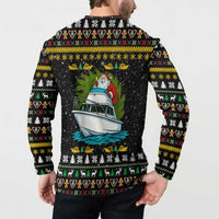 Santa On A Boat Christmas Button Sweatshirt Xmas Holiday Patterns - Wonder Print Shop