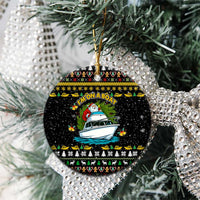 Santa On A Boat Christmas Ceramic Ornament Xmas Holiday Patterns - Wonder Print Shop