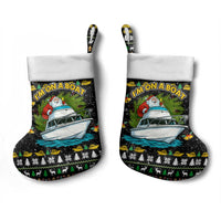 Santa On A Boat Christmas Stocking Xmas Holiday Patterns - Wonder Print Shop
