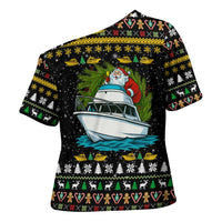 Santa On A Boat Christmas Cross Shoulder Shirt Xmas Holiday Patterns - Wonder Print Shop