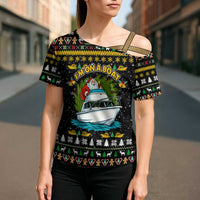 Santa On A Boat Christmas Cross Shoulder Shirt Xmas Holiday Patterns - Wonder Print Shop
