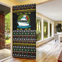 Santa On A Boat Christmas Door Cover Xmas Holiday Patterns - Wonder Print Shop