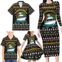 Santa On A Boat Christmas Family Matching Long Sleeve Bodycon Dress and Hawaiian Shirt Xmas Holiday Patterns - Wonder Print Shop