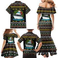 Santa On A Boat Christmas Family Matching Mermaid Dress and Hawaiian Shirt Xmas Holiday Patterns - Wonder Print Shop