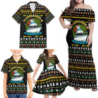 Santa On A Boat Christmas Family Matching Off Shoulder Maxi Dress and Hawaiian Shirt Xmas Holiday Patterns - Wonder Print Shop