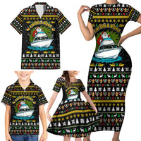 Santa On A Boat Christmas Family Matching Short Sleeve Bodycon Dress and Hawaiian Shirt Xmas Holiday Patterns - Wonder Print Shop