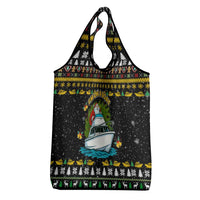 Santa On A Boat Christmas Grocery Bag Xmas Holiday Patterns - Wonder Print Shop
