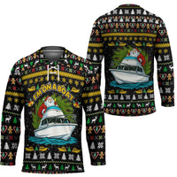 Santa On A Boat Christmas Hockey Jersey Xmas Holiday Patterns - Wonder Print Shop