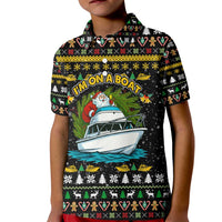 Santa On A Boat Christmas Kid Polo Shirt Xmas Holiday Patterns - Wonder Print Shop