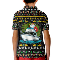 Santa On A Boat Christmas Kid Polo Shirt Xmas Holiday Patterns - Wonder Print Shop