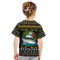 Santa On A Boat Christmas Kid T Shirt Xmas Holiday Patterns - Wonder Print Shop