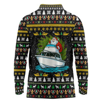 Santa On A Boat Christmas Long Sleeve Polo Shirt Xmas Holiday Patterns - Wonder Print Shop