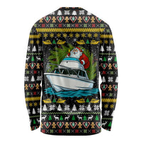 Santa On A Boat Christmas Long Sleeve Shirt Xmas Holiday Patterns - Wonder Print Shop