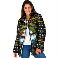 Santa On A Boat Christmas Padded Jacket Xmas Holiday Patterns - Wonder Print Shop