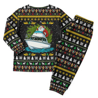 Santa On A Boat Christmas Pajama Set Xmas Holiday Patterns - Wonder Print Shop