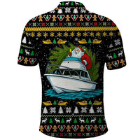 Santa On A Boat Christmas Polo Shirt Xmas Holiday Patterns - Wonder Print Shop