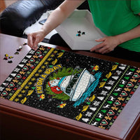Santa On A Boat Christmas Puzzle Xmas Holiday Patterns - Wonder Print Shop