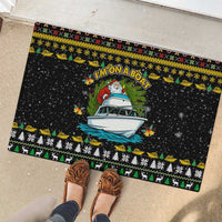 Santa On A Boat Christmas Rubber Doormat Xmas Holiday Patterns - Wonder Print Shop