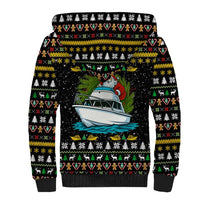 Santa On A Boat Christmas Sherpa Hoodie Xmas Holiday Patterns - Wonder Print Shop