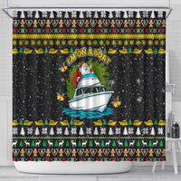 Santa On A Boat Christmas Shower Curtain Xmas Holiday Patterns - Wonder Print Shop