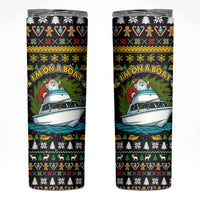 Santa On A Boat Christmas Skinny Tumbler Xmas Holiday Patterns - Wonder Print Shop